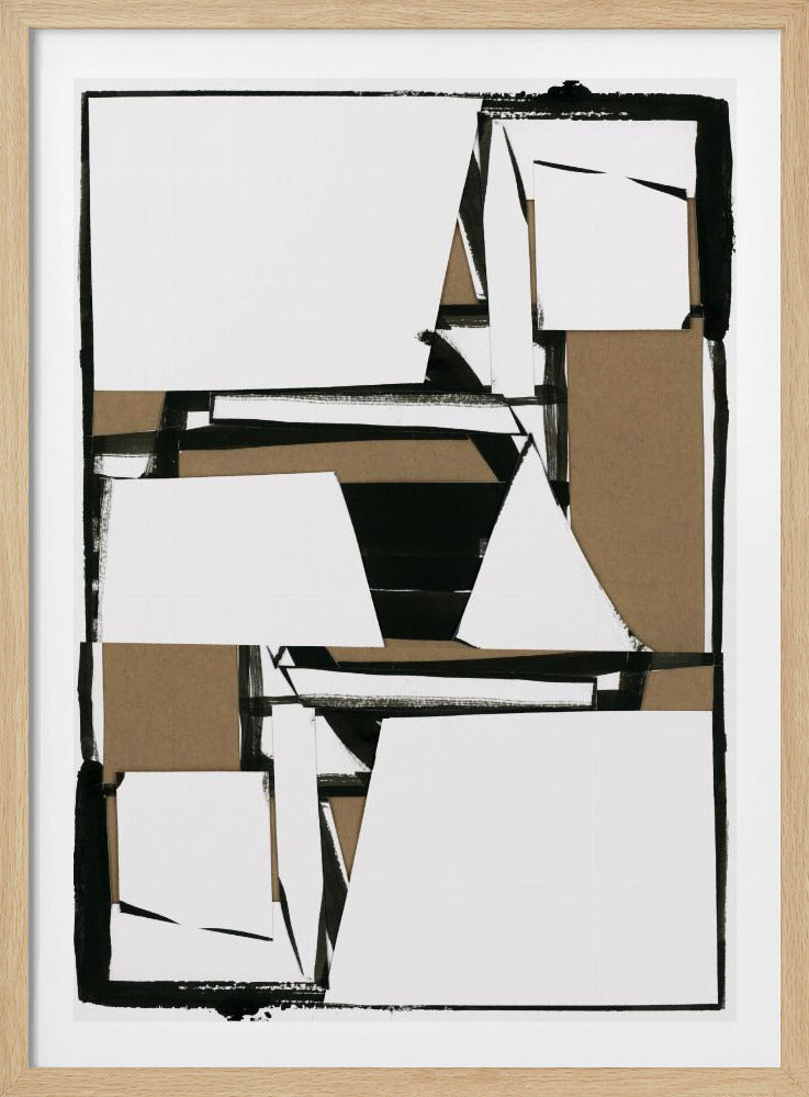 Abstrakter Kunstdruck in Schwarz und Hellbraun | Poster