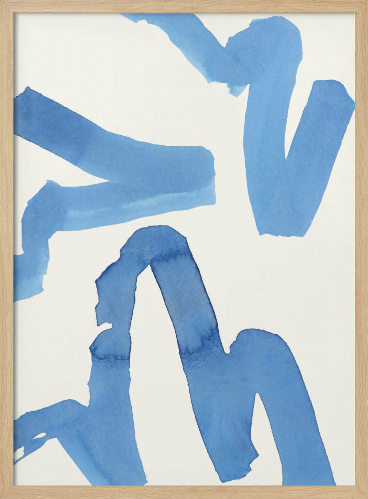 Abstrakter blauer Pinselstrich-Kunstdruck Nr. 1 | Poster