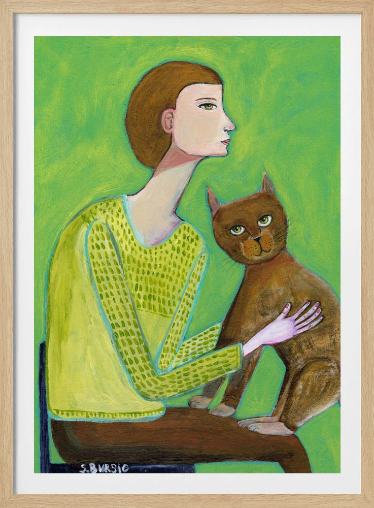 Frau mit Katze | Poster