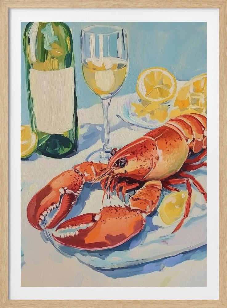 Stillleben mit Hummer und Wein | Poster