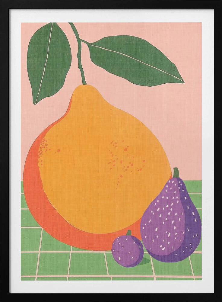 Obstillustration Birne und Feigen | Poster