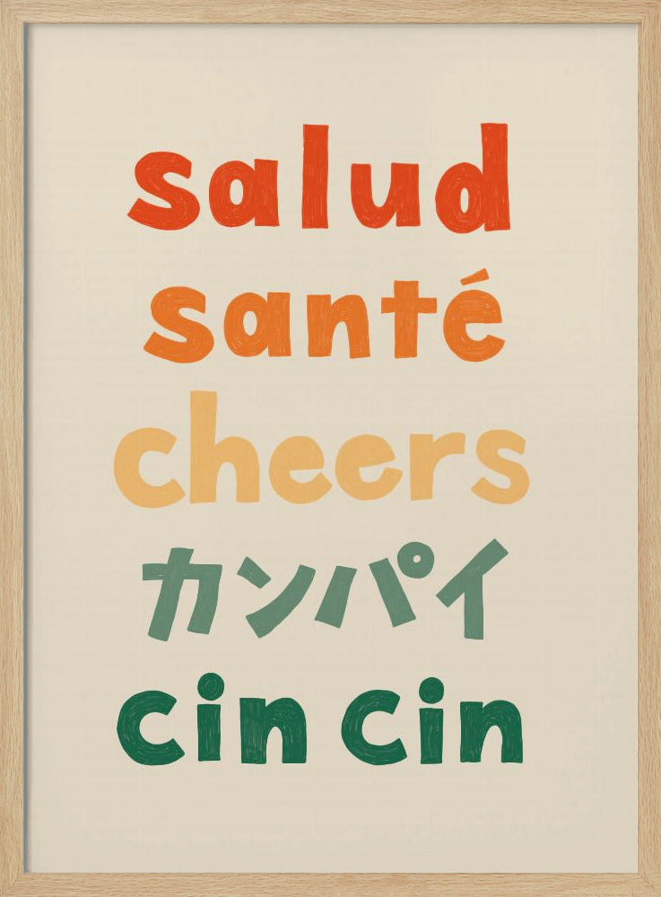 Prost Typografie - Salud Santé Prost Kanpai Cin cin | Poster