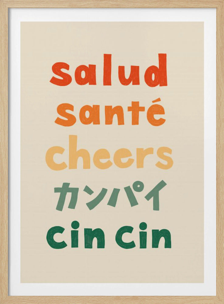 Prost Typografie - Salud Santé Prost Kanpai Cin cin | Poster