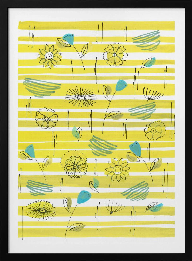 Streifen und Blumen | Poster
