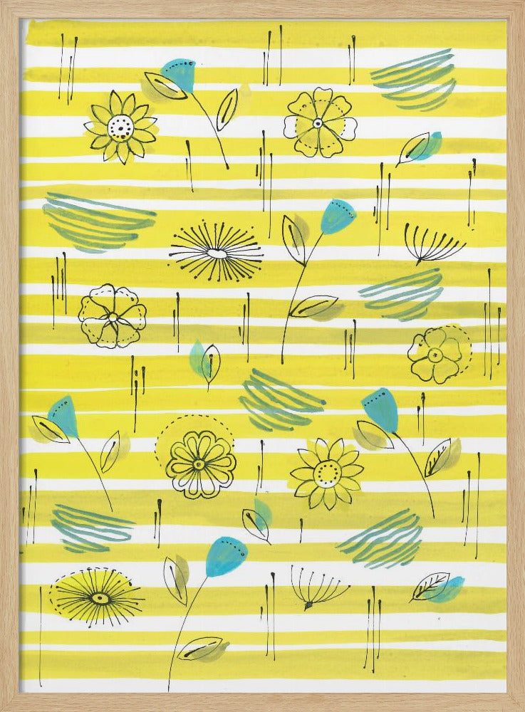Streifen und Blumen | Poster