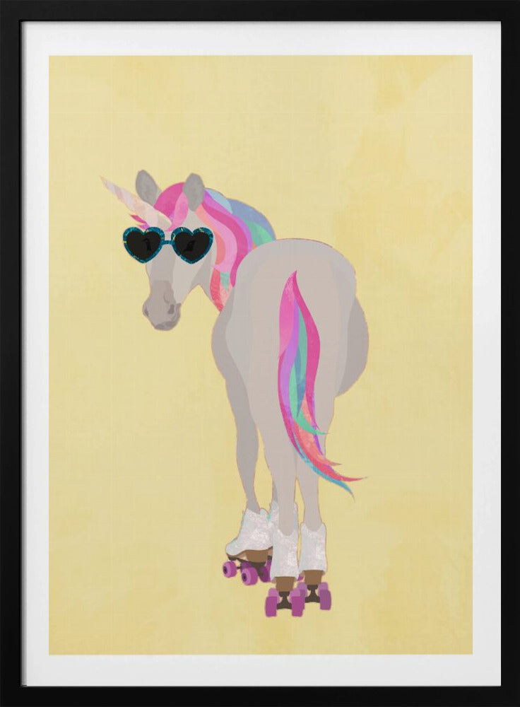 Einhorn Rollschuhlaufen gelb | Poster