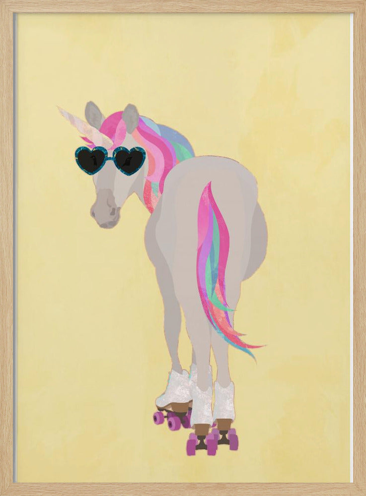 Einhorn Rollschuhlaufen gelb | Poster