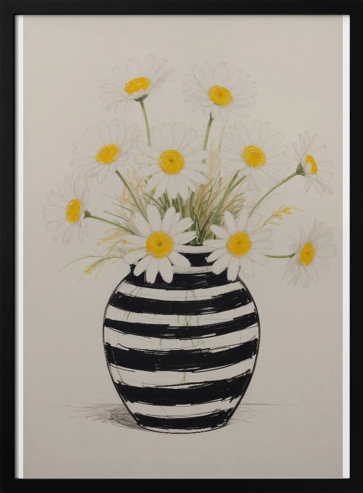 Gestreifte Vase Gänseblümchen | Poster