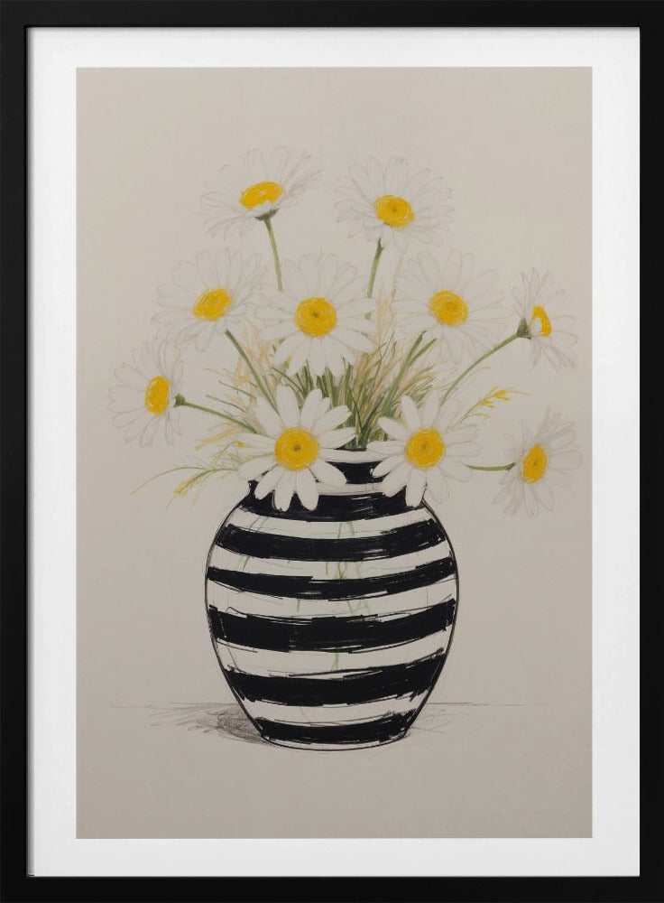 Gestreifte Vase Gänseblümchen | Poster