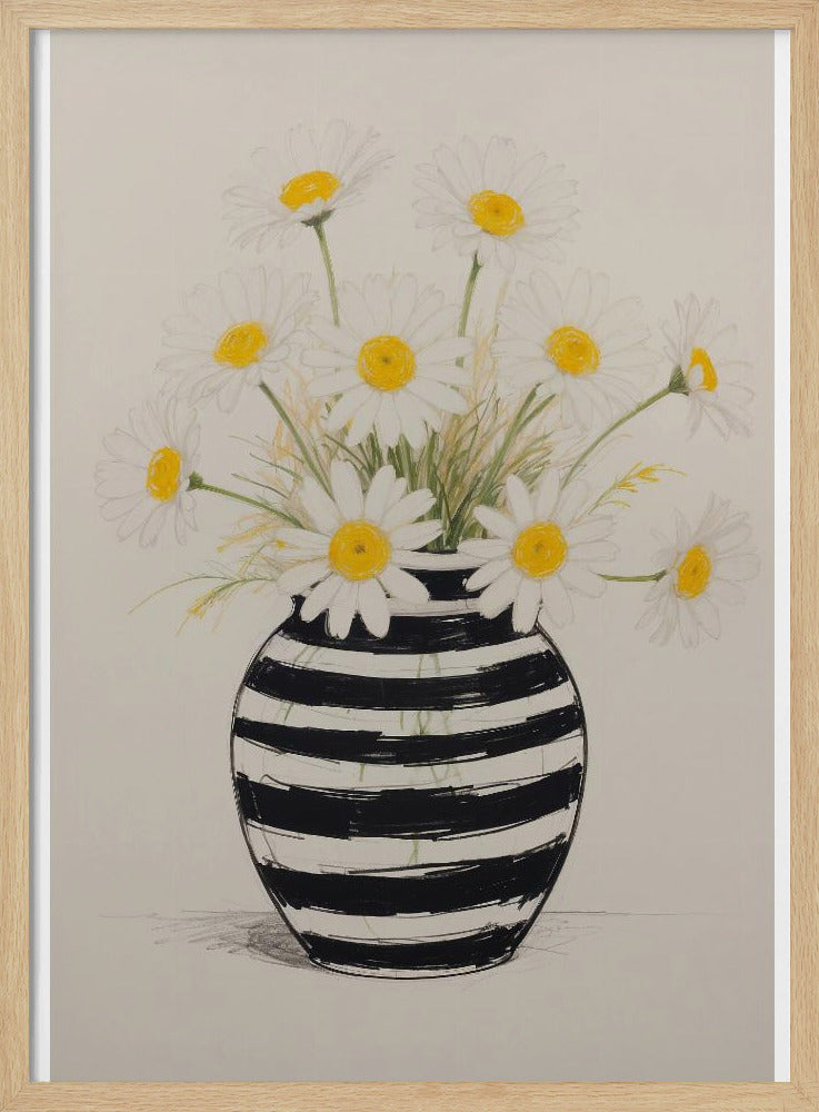 Gestreifte Vase Gänseblümchen | Poster