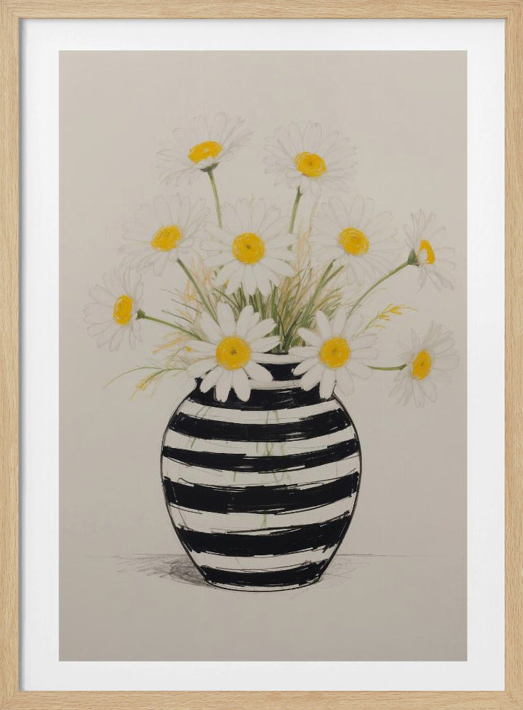Gestreifte Vase Gänseblümchen | Poster