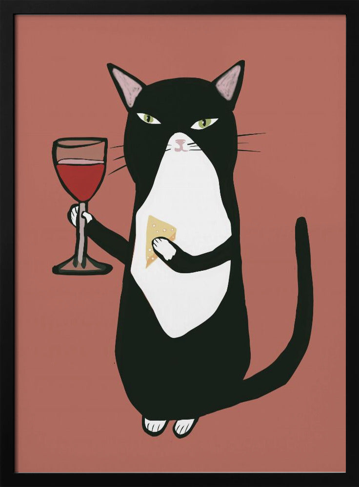 Katze mit Wein | Poster