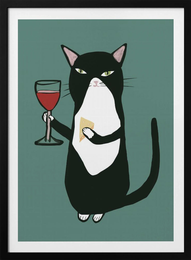 Katze mit Wein | Poster