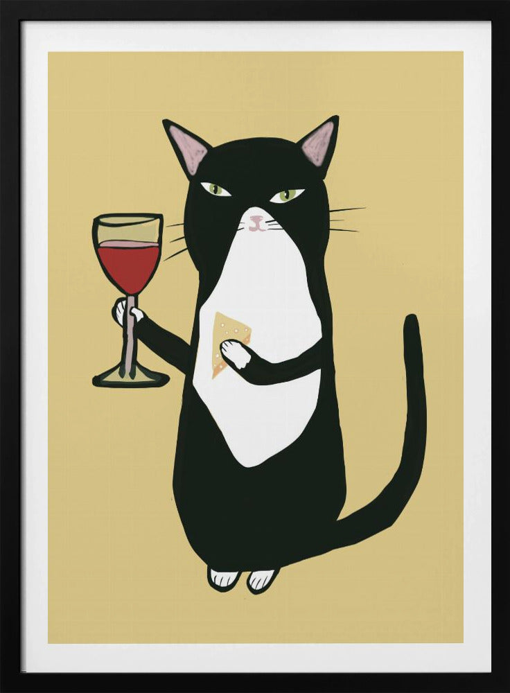 Katze mit Wein | Poster