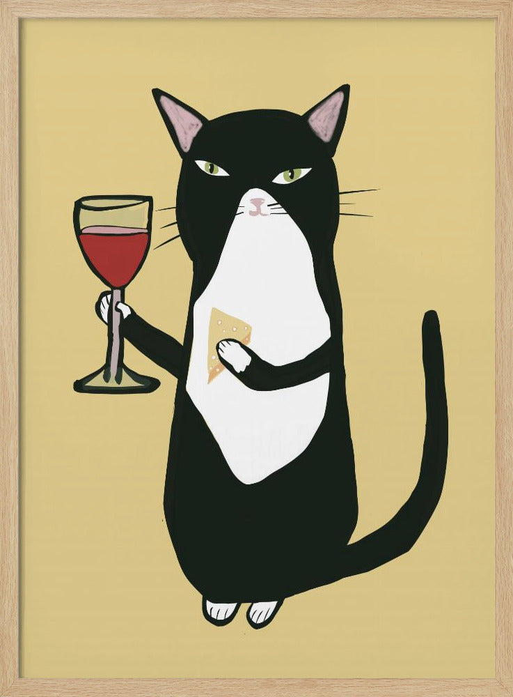 Katze mit Wein | Poster
