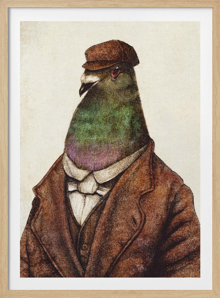Taube in Vintage-Kleidung | Poster