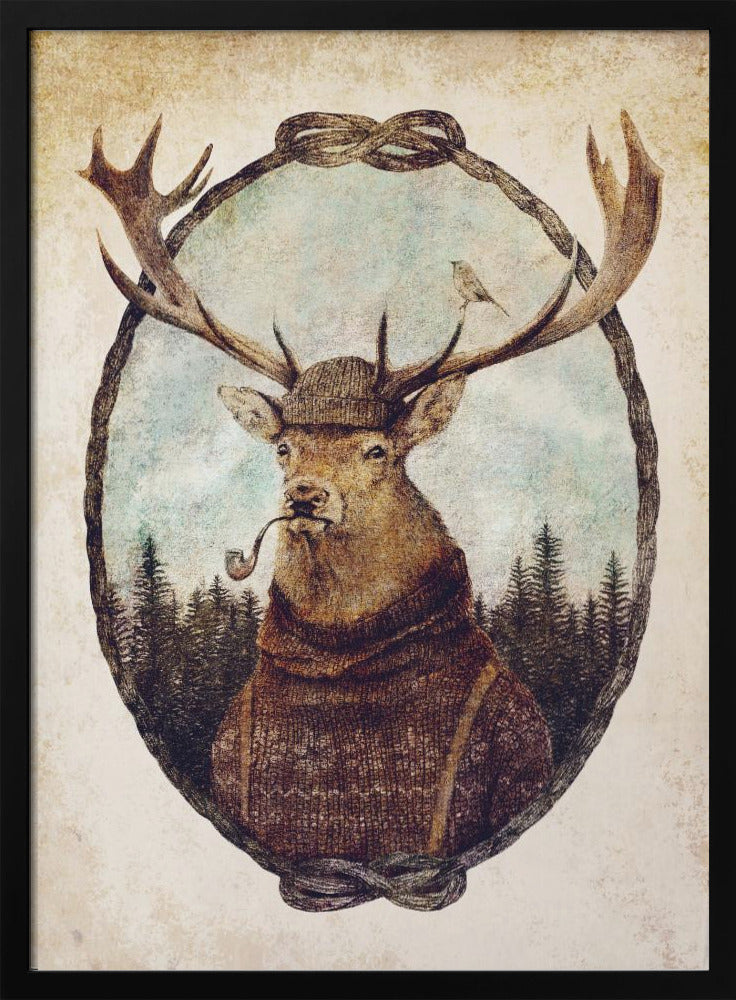 Hirsch in gemütlicher Kleidung | Poster