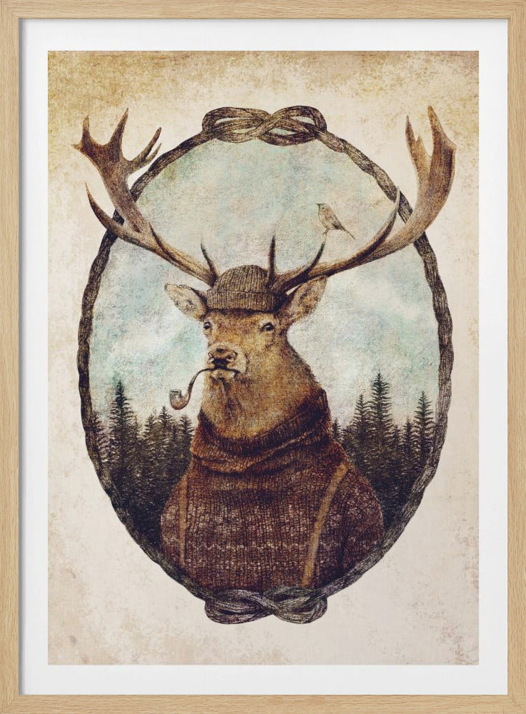 Hirsch in gemütlicher Kleidung | Poster