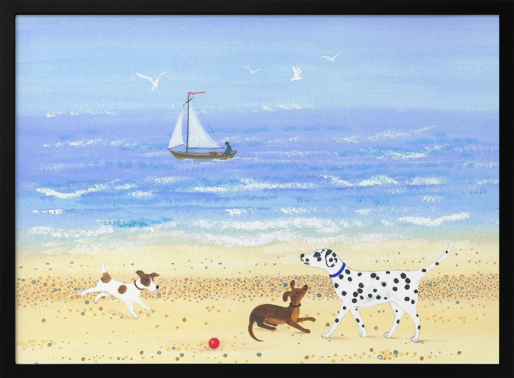 Hund spielt am Strand | Poster