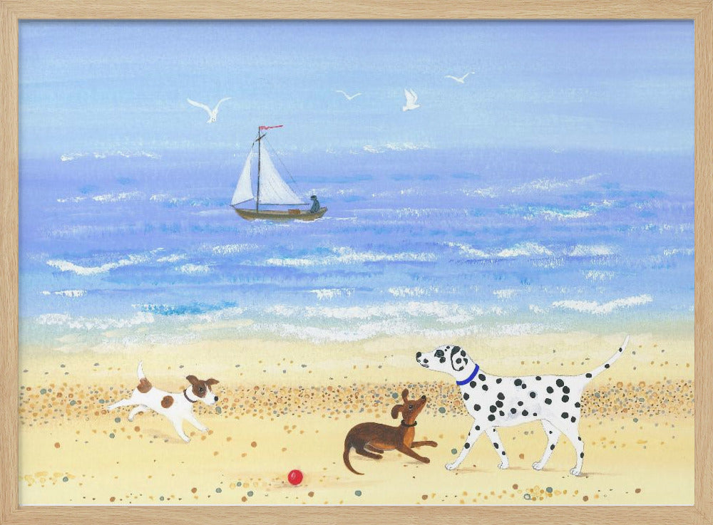 Hund spielt am Strand | Poster
