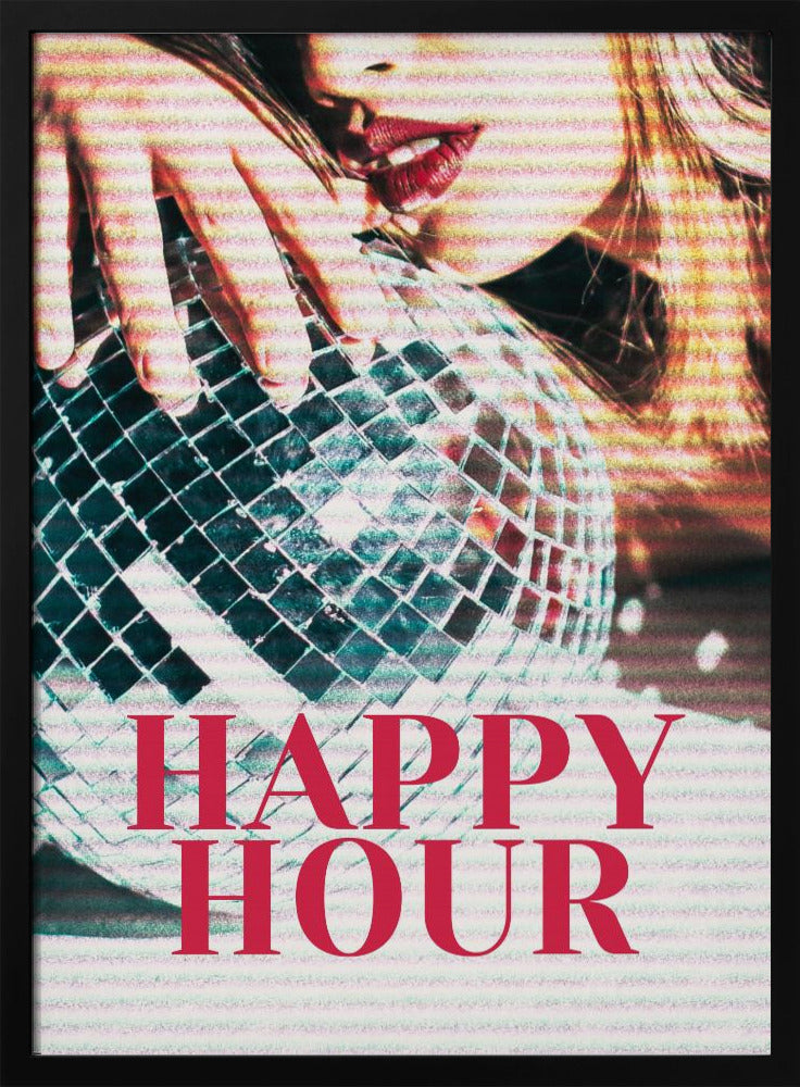 Frau mit einer Discokugel | Poster