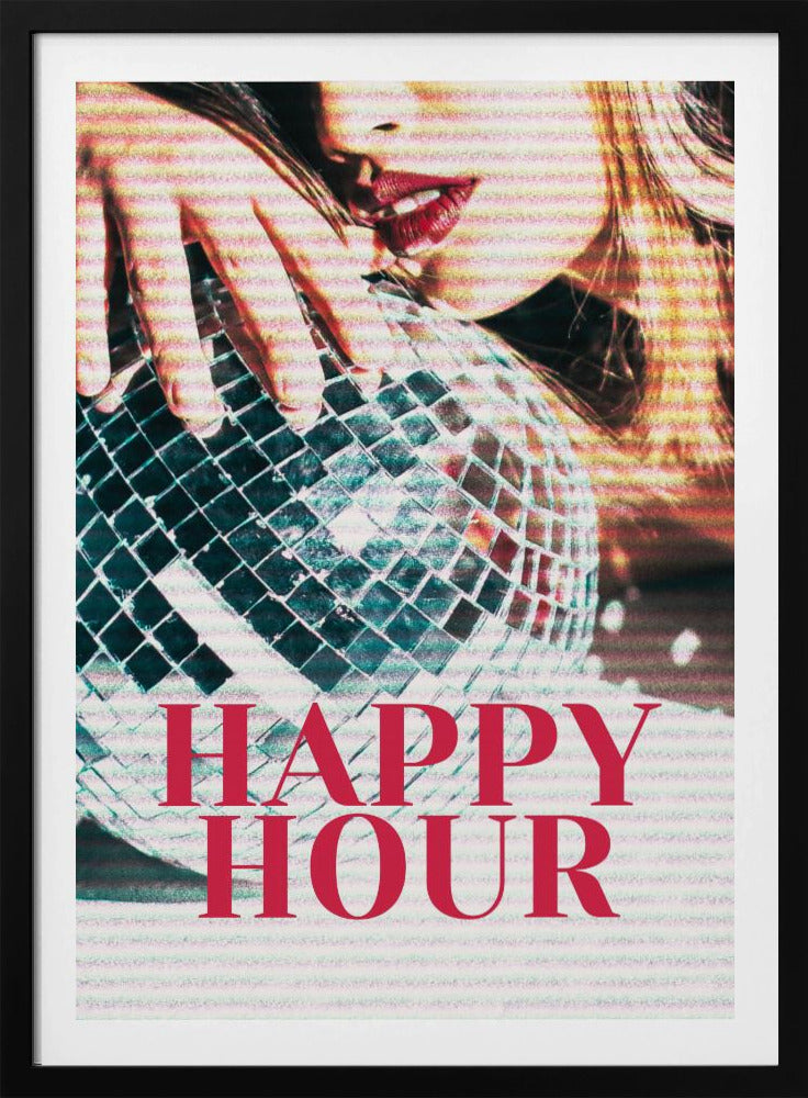 Frau mit einer Discokugel | Poster
