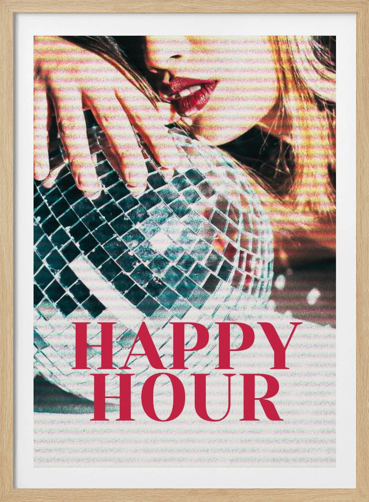 Frau mit einer Discokugel | Poster