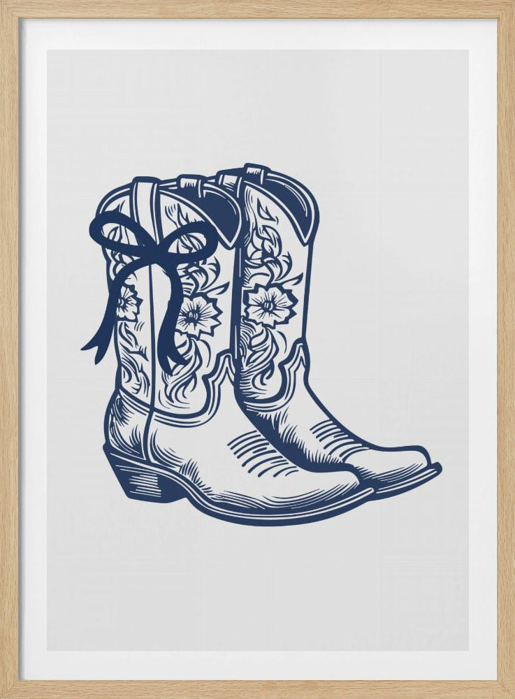 Navy Blue Cowgirl Boots with Bow | Poster