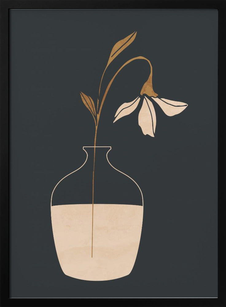 Minimalistische abstrakte Kunstvase mit Blumen | Poster
