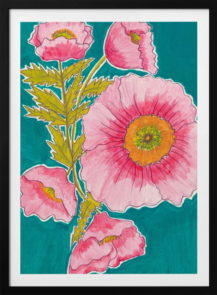 Aquarellblumen in Rosa und Grün von Alyssa Hamilton Art | Poster