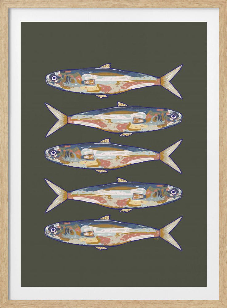 Fünf Fische in einer Reihe | Poster