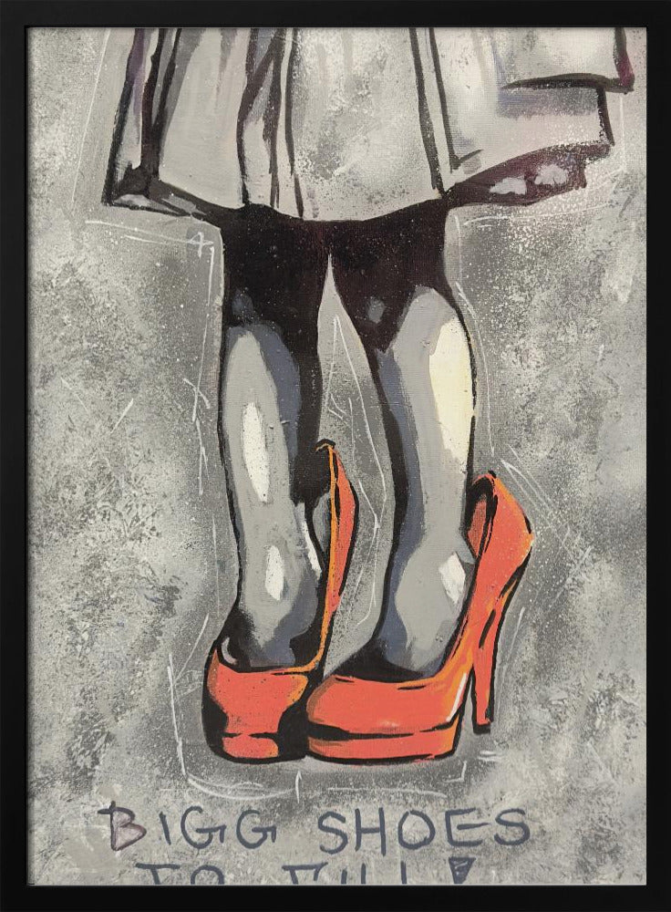 Kind trägt übergroße rote High Heels | Poster