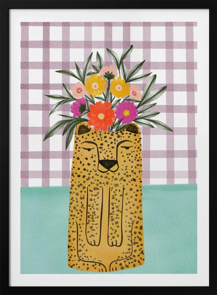Vase in Leopardenform mit Blume | Poster