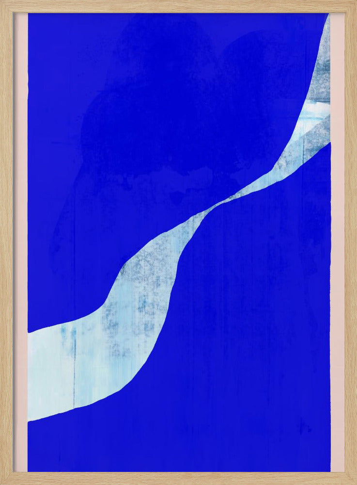 Blauer Hintergrund mit dynamischer weißer Kurve | Poster