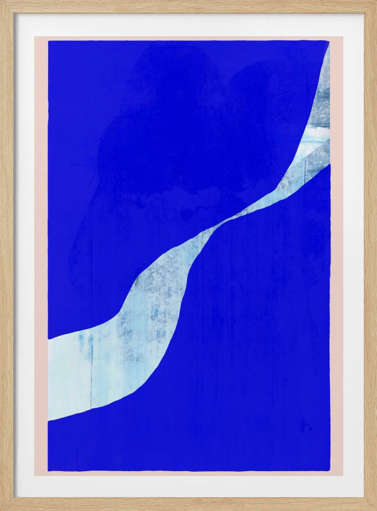 Blauer Hintergrund mit dynamischer weißer Kurve | Poster