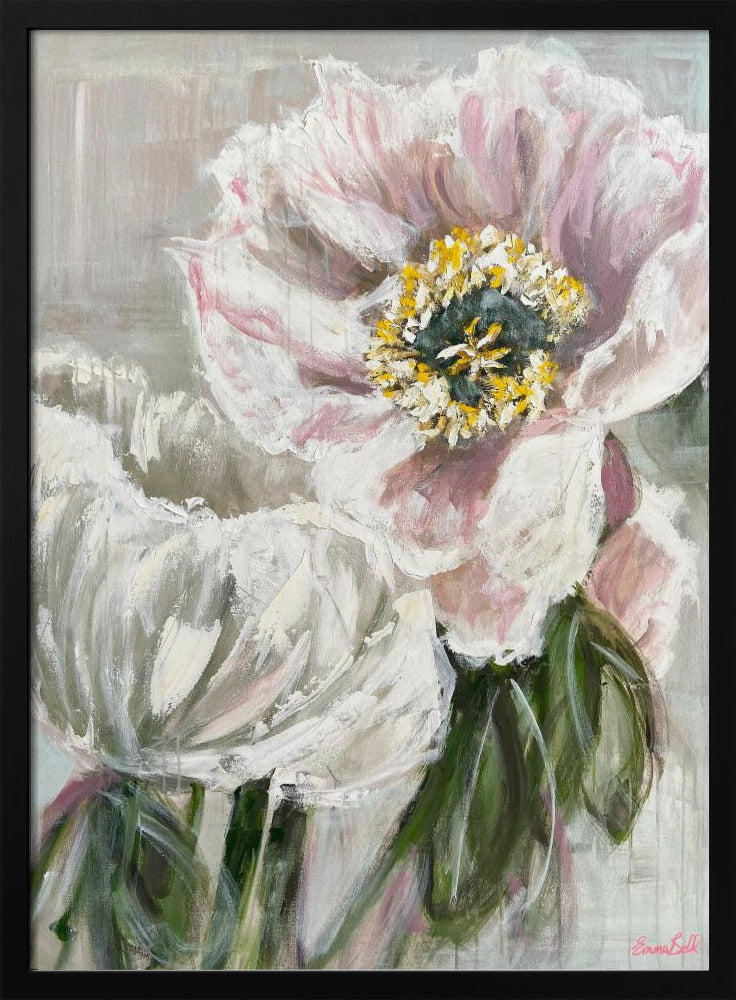 Zarte weiße und rosa Blumen | Poster