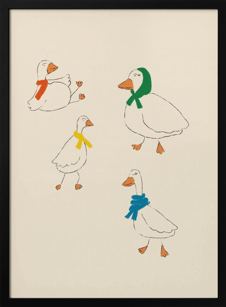 Enten mit bunten Schals | Poster