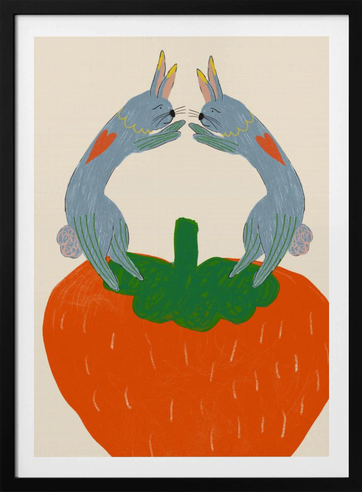 Kaninchen auf Erdbeere | Poster