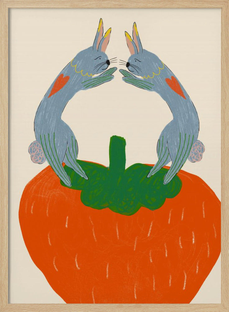 Kaninchen auf Erdbeere | Poster