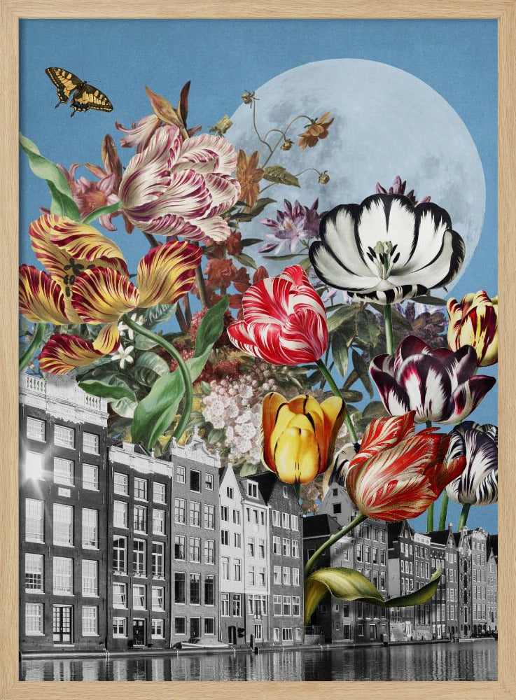 Lebendige Tulpen und komplizierte Schmetterlinge | Poster