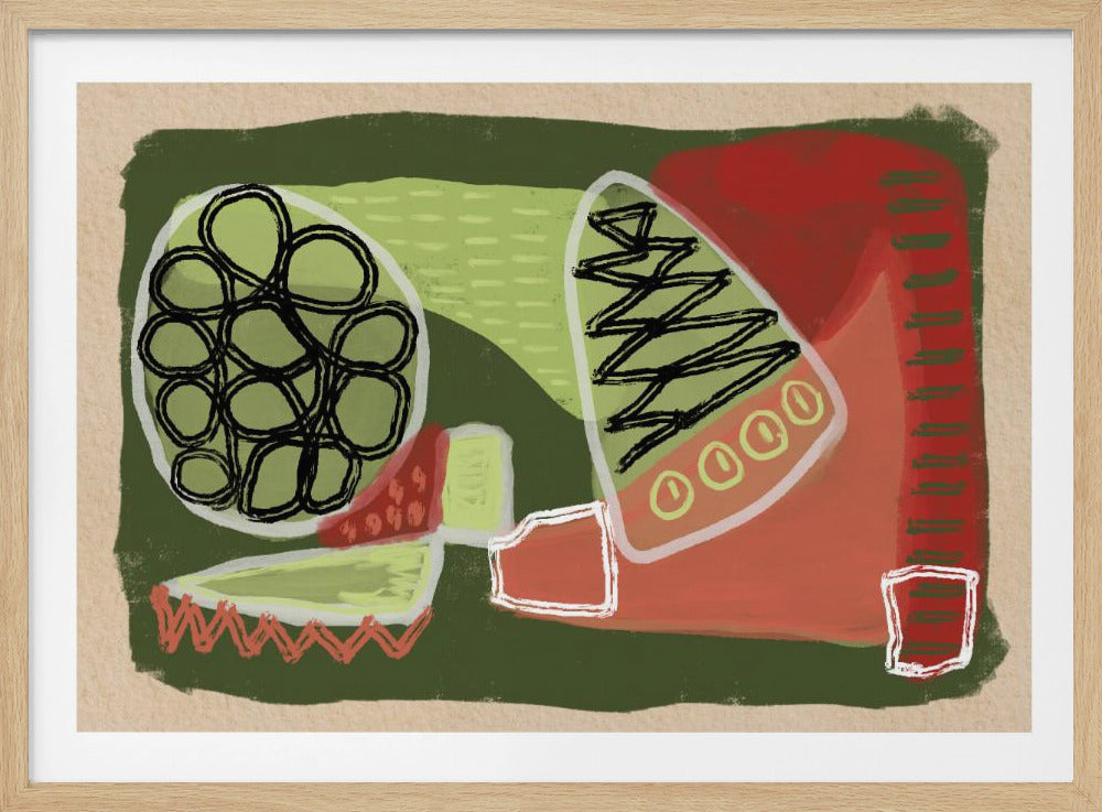 Abstraktes Grün und Rot | Poster