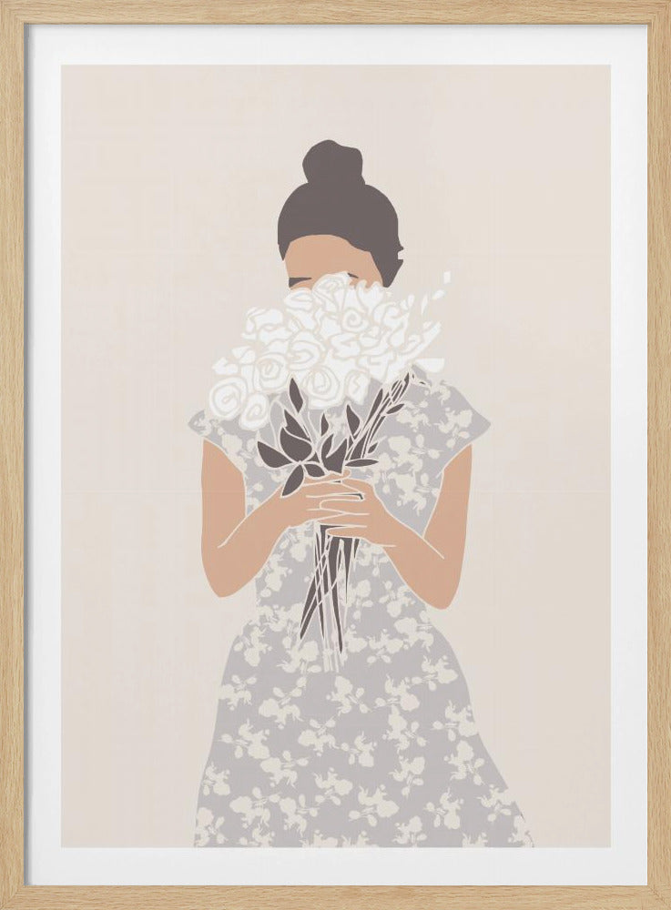 Mädchen mit Blumenstrauß | Poster