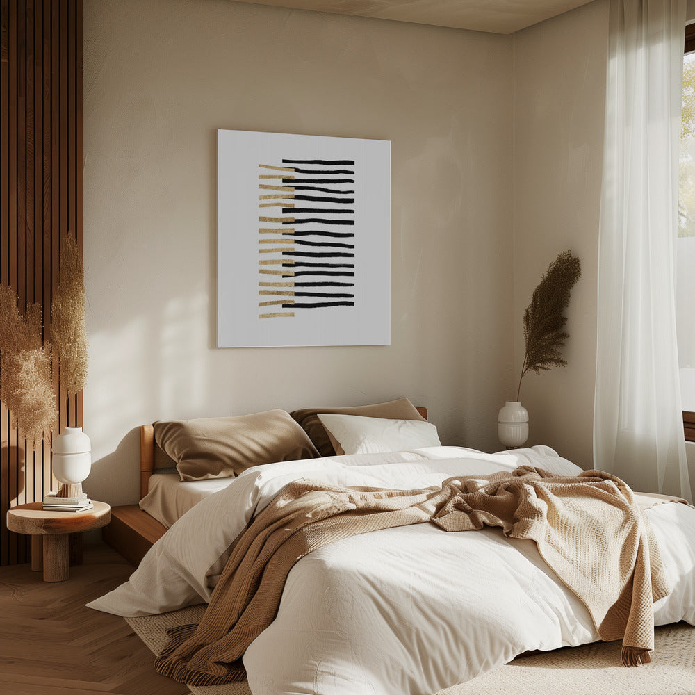 Gold auf schwarzen Linien | Leinwand