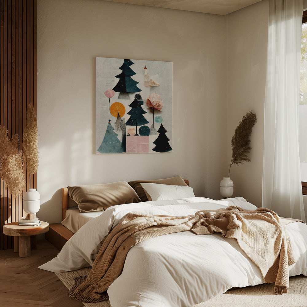 Niedliche Kiefernbaum-Komposition | Leinwand