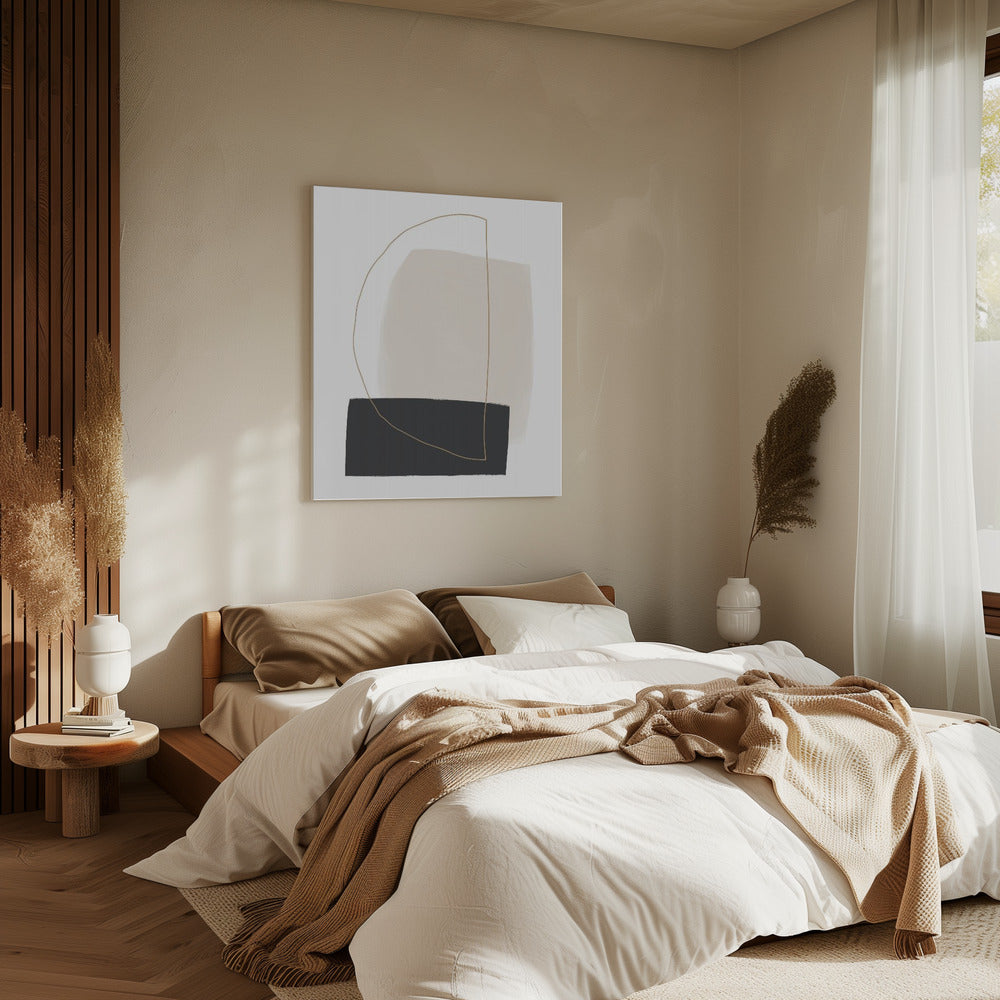 Geometric Shapes in Black, White and Beige Tones | Canvas