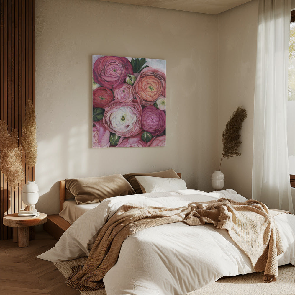 Arleth Ranunkelnstrauß in warmem Rosa | Leinwand