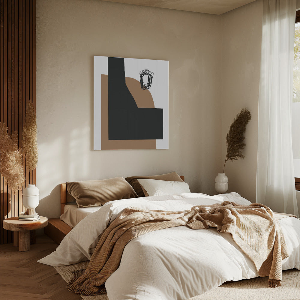 Geometrische Formen in Schwarz und Braun | Leinwand