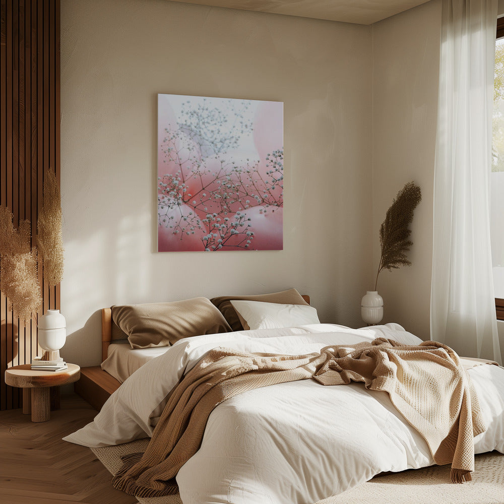 Zarte Blüten und rosa Luftballons | Leinwand
