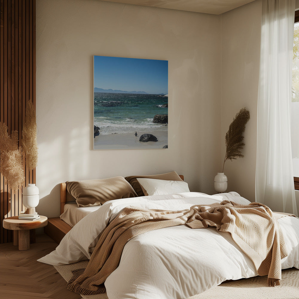 Strandspaziergang des Pinguins | Leinwand