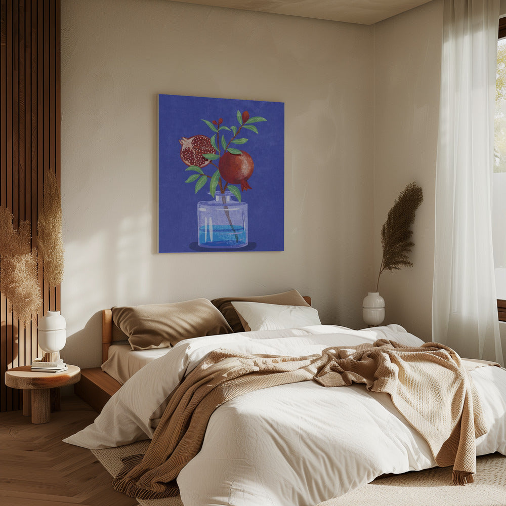 Granatapfel in Vase | Leinwand